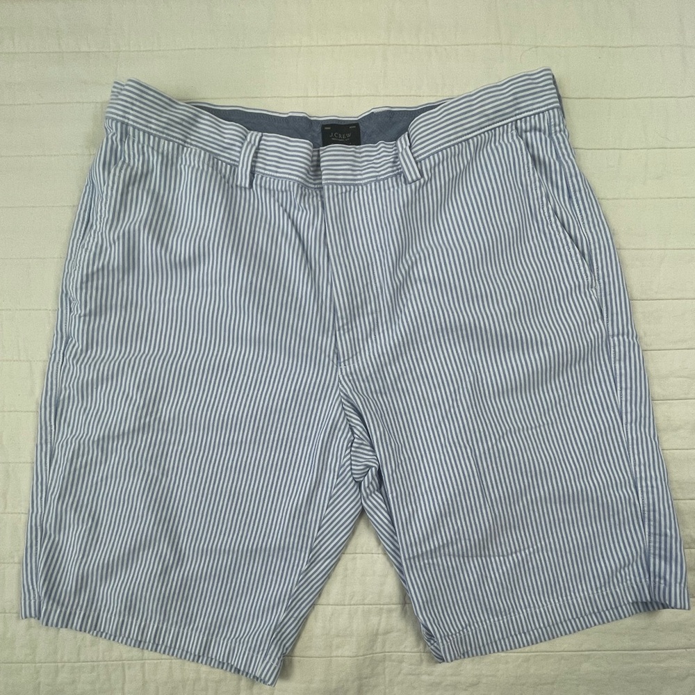 J. Crew Blue and White Striped Cotton Men's Shorts 35